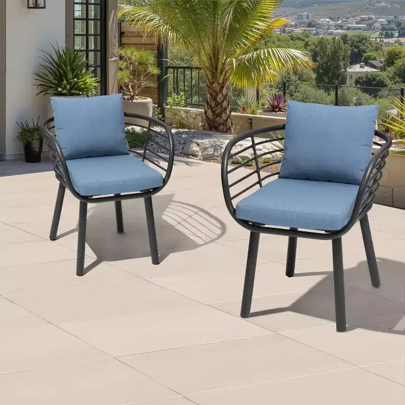 Crestlive Products Chaises de salle à manger de patio en aluminium Fauteuil de salle à manger d'extérieur avec Sunbrella