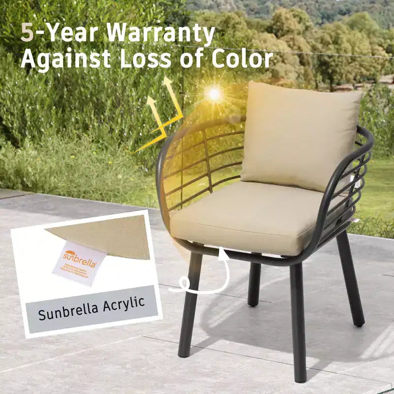 Crestlive Products Chaises de salle à manger de patio en aluminium Fauteuil de salle à manger d'extérieur avec Sunbrella