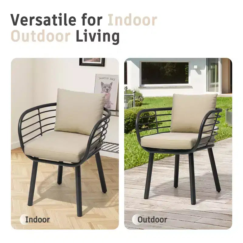 Crestlive Products Chaises de salle à manger de patio en aluminium Fauteuil de salle à manger d'extérieur avec Sunbrella