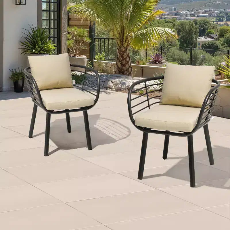 Crestlive Products Chaises de salle à manger de patio en aluminium Fauteuil de salle à manger d'extérieur avec Sunbrella