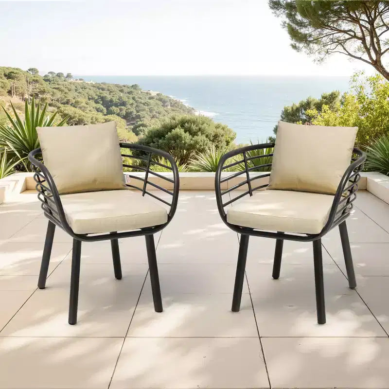 Crestlive Products Aluminum Patio Dining Chairs Outdoor Dining Armchair With Sunbrella