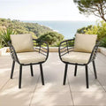 Crestlive Products Aluminum Patio Dining Chairs Outdoor Dining Armchair With Sunbrella
