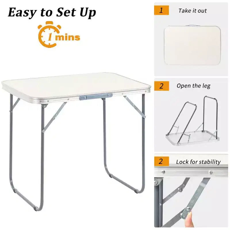 Table de camping pliante en aluminium – Légère, inoxydable, portative pour les repas en extérieur