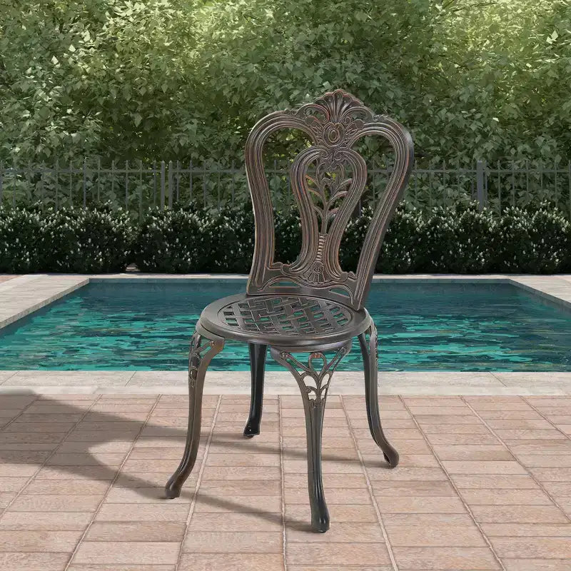 CLIHOME Chaises d'extérieur en fonte d'aluminium Bistro (Lot de 2)