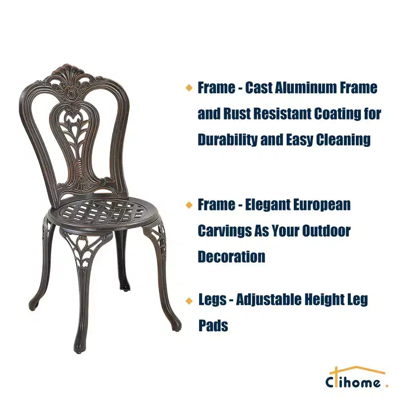 CLIHOME Chaises d'extérieur en fonte d'aluminium Bistro (Lot de 2)