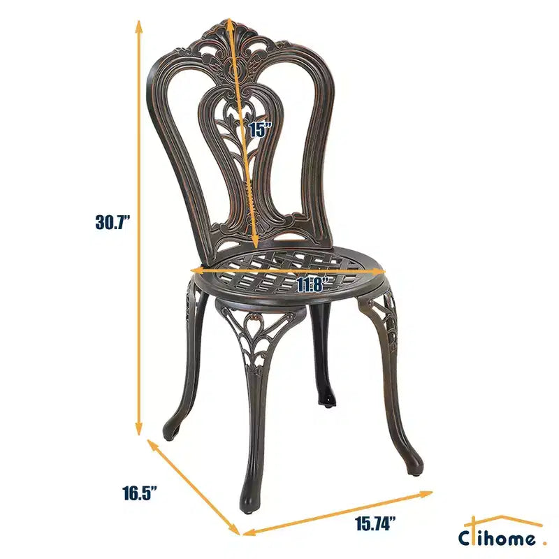 CLIHOME Chaises d'extérieur en fonte d'aluminium Bistro (Lot de 2)