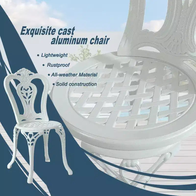CLIHOME Chaises d'extérieur en fonte d'aluminium Bistro (Lot de 2)