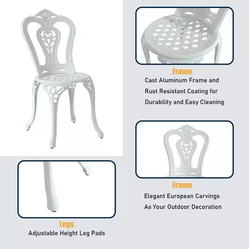 CLIHOME Chaises d'extérieur en fonte d'aluminium Bistro (Lot de 2)