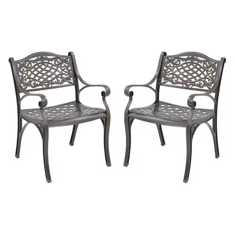 CLIHOME Cast Aluminum Stationary Outdoor Patio Dining Chairs(Set of 2)