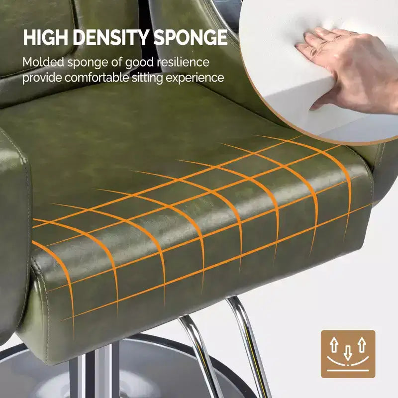 Fauteuil de salon de coiffure inclinable robuste avec appui-tête – 150 kg, pivotant à 360°, noir