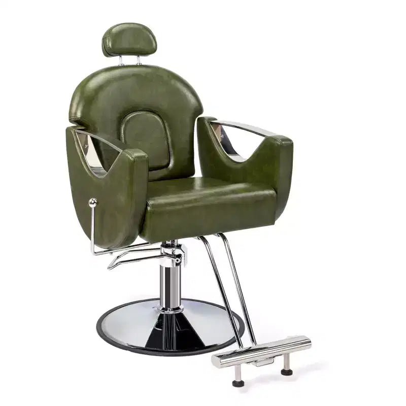 Fauteuil de salon de coiffure inclinable robuste avec appui-tête – 150 kg, pivotant à 360°, noir