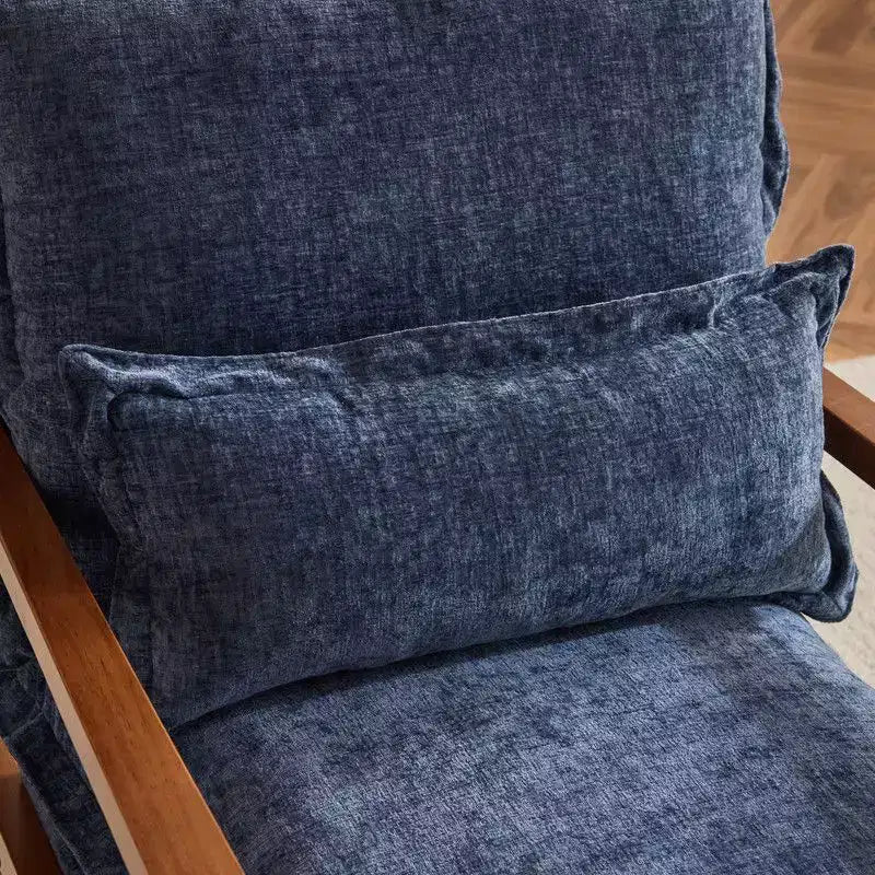 Fauteuil d'appoint en chenille avec oreiller lombaire – Structure en bois massif, revêtement en velours