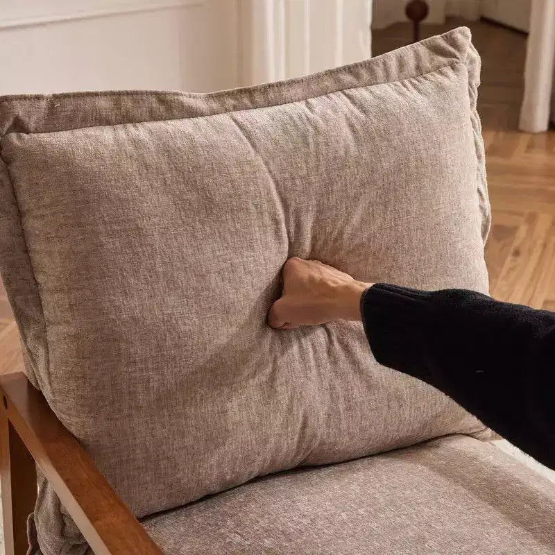 Fauteuil d'appoint en chenille avec oreiller lombaire – Structure en bois massif, revêtement en velours