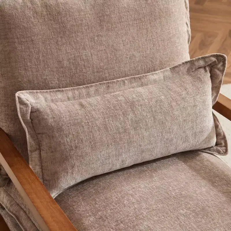 Fauteuil d'appoint en chenille avec oreiller lombaire – Structure en bois massif, revêtement en velours