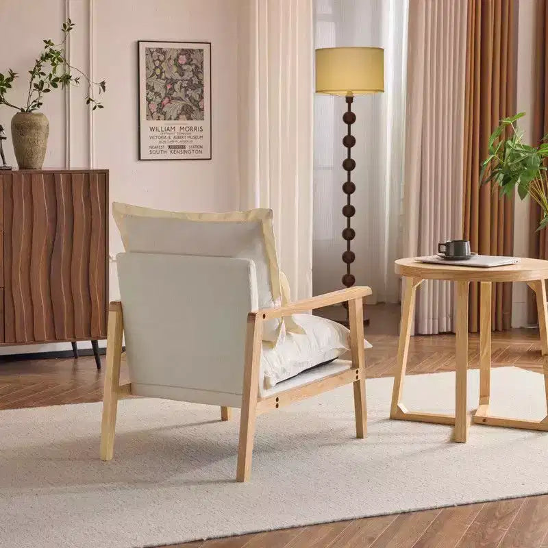 Fauteuil d'appoint en chenille avec oreiller lombaire – Structure en bois massif, revêtement en velours