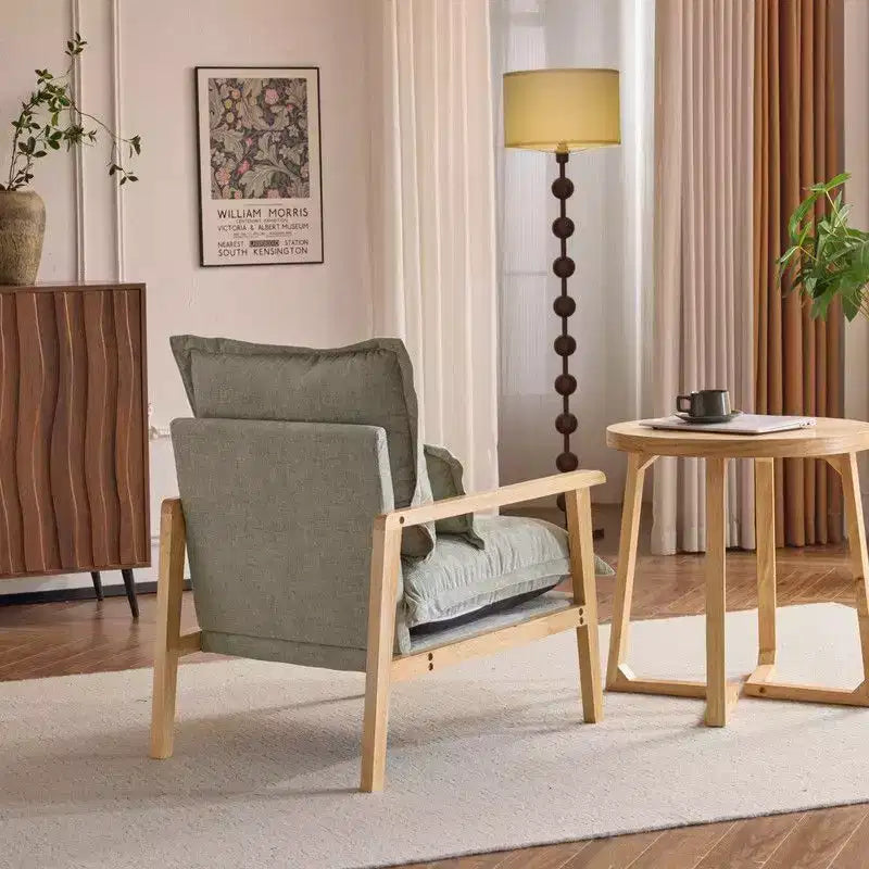 Fauteuil d'appoint en chenille avec oreiller lombaire – Structure en bois massif, revêtement en velours