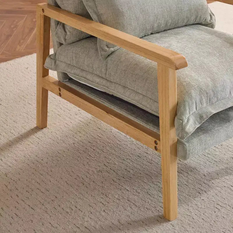 Fauteuil d'appoint en chenille avec oreiller lombaire – Structure en bois massif, revêtement en velours
