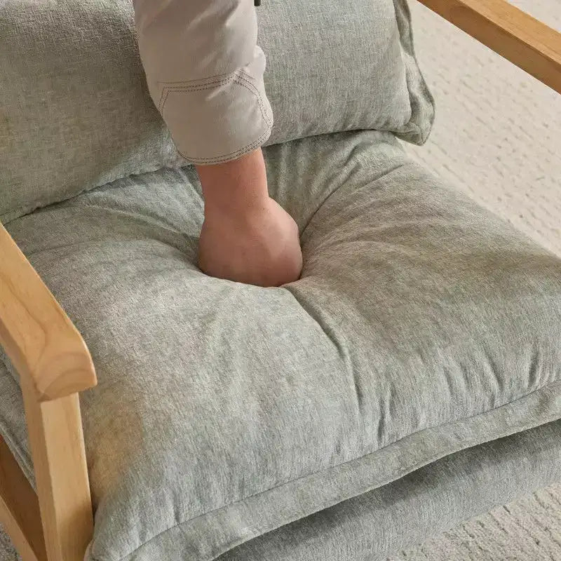 Fauteuil d'appoint en chenille avec oreiller lombaire – Structure en bois massif, revêtement en velours