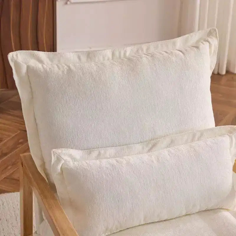 Fauteuil d'appoint en chenille avec oreiller lombaire – Structure en bois massif, revêtement en velours