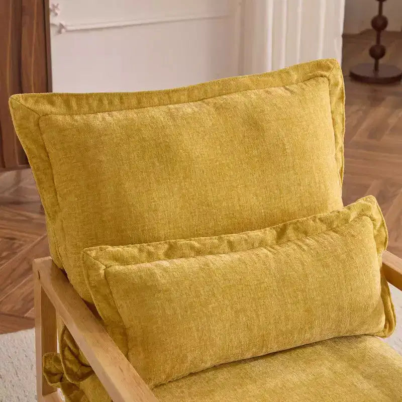 Fauteuil d'appoint en chenille avec oreiller lombaire – Structure en bois massif, revêtement en velours