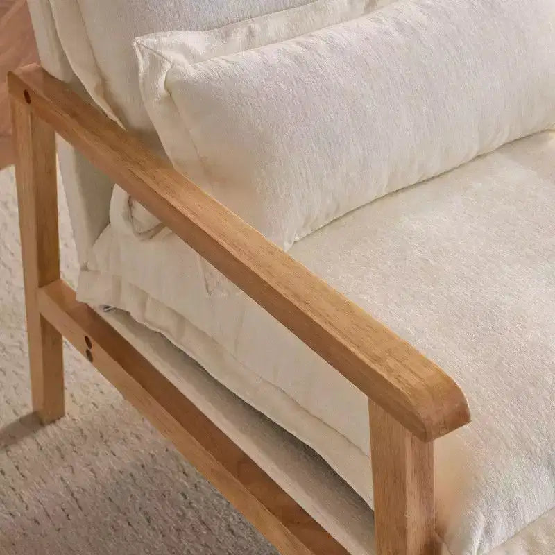 Fauteuil d'appoint en chenille avec oreiller lombaire – Structure en bois massif, revêtement en velours