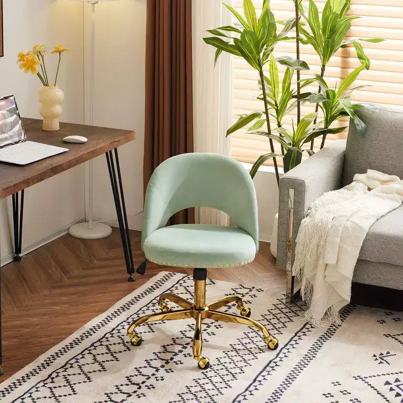 Fauteuil de bureau en velours – Hauteur réglable 48-58 cm, pivotant à 360°, 150 kg, avec roulettes