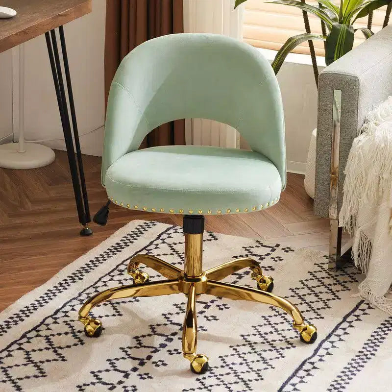 Fauteuil de bureau en velours – Hauteur réglable 48-58 cm, pivotant à 360°, 150 kg, avec roulettes