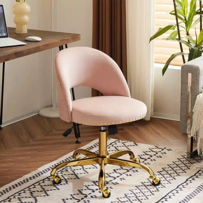 Fauteuil de bureau en velours – Hauteur réglable 48-58 cm, pivotant à 360°, 150 kg, avec roulettes
