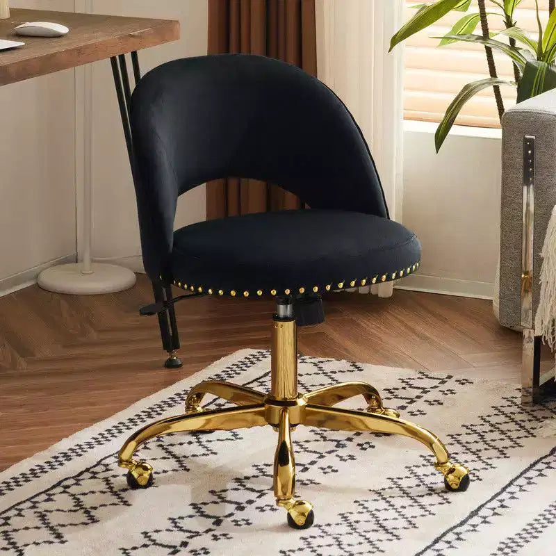 Fauteuil de bureau en velours – Hauteur réglable 48-58 cm, pivotant à 360°, 150 kg, avec roulettes