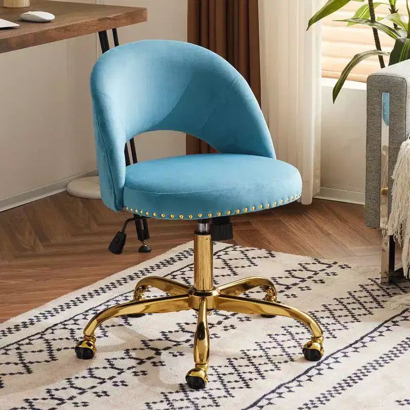 Fauteuil de bureau en velours – Hauteur réglable 48-58 cm, pivotant à 360°, 150 kg, avec roulettes
