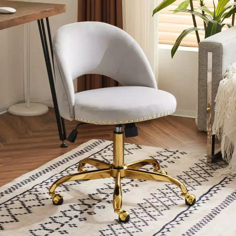 Fauteuil de bureau en velours – Hauteur réglable 48-58 cm, pivotant à 360°, 150 kg, avec roulettes