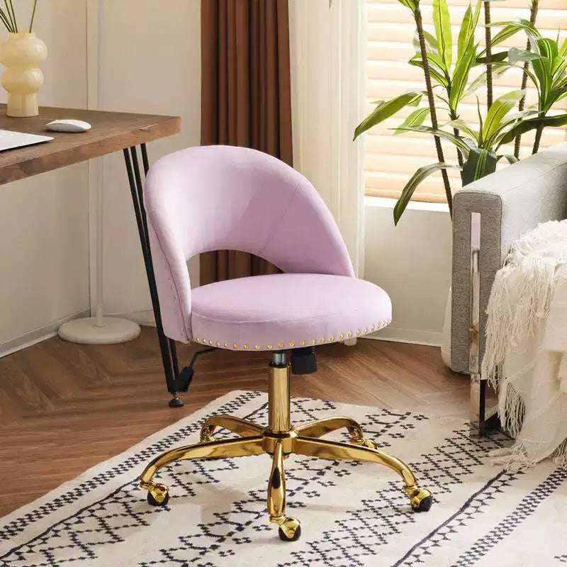 Fauteuil de bureau en velours – Hauteur réglable 48-58 cm, pivotant à 360°, 150 kg, avec roulettes