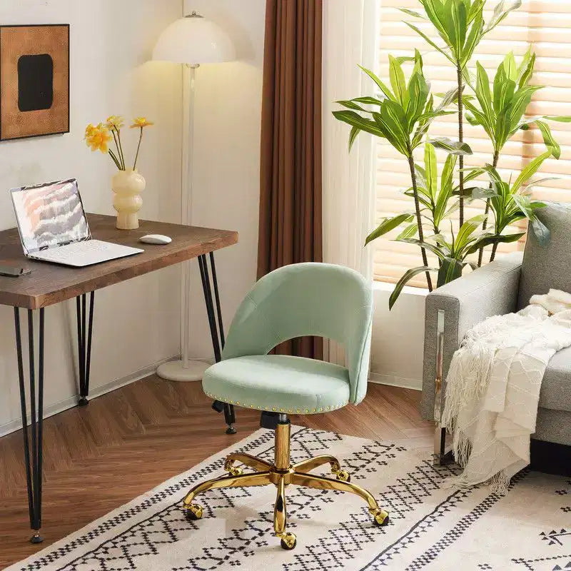 Fauteuil de bureau en velours – Hauteur réglable 48-58 cm, pivotant à 360°, 150 kg, avec roulettes