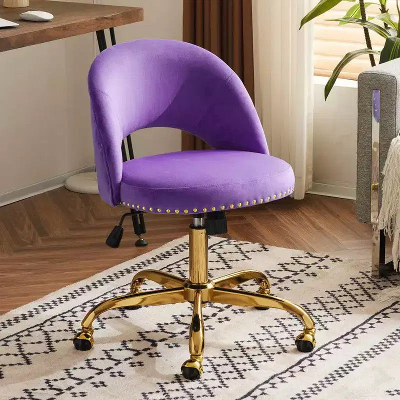 Fauteuil de bureau en velours – Hauteur réglable 48-58 cm, pivotant à 360°, 150 kg, avec roulettes