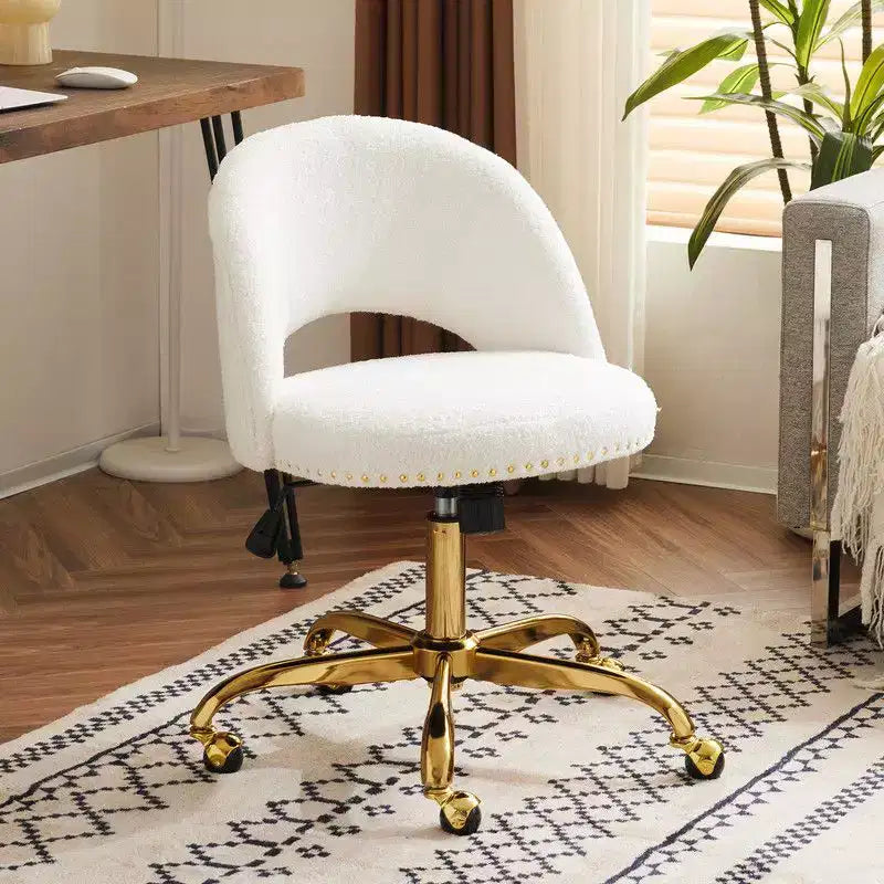 Fauteuil de bureau en velours – Hauteur réglable 48-58 cm, pivotant à 360°, 150 kg, avec roulettes