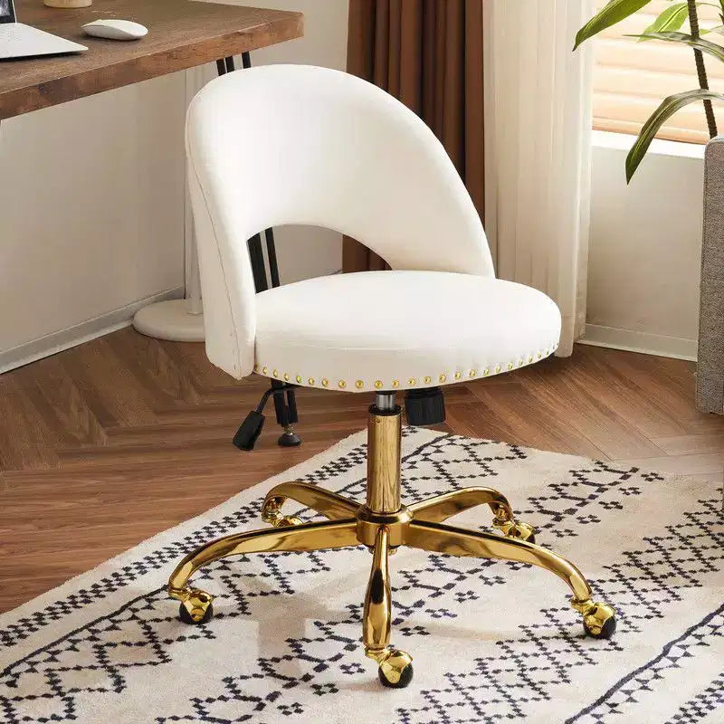 Fauteuil de bureau en velours – Hauteur réglable 48-58 cm, pivotant à 360°, 150 kg, avec roulettes