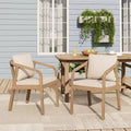 Christopher Knight Home Monture Outdoor Acacia Wood Dining Chair with Cushion and Rope Backrest