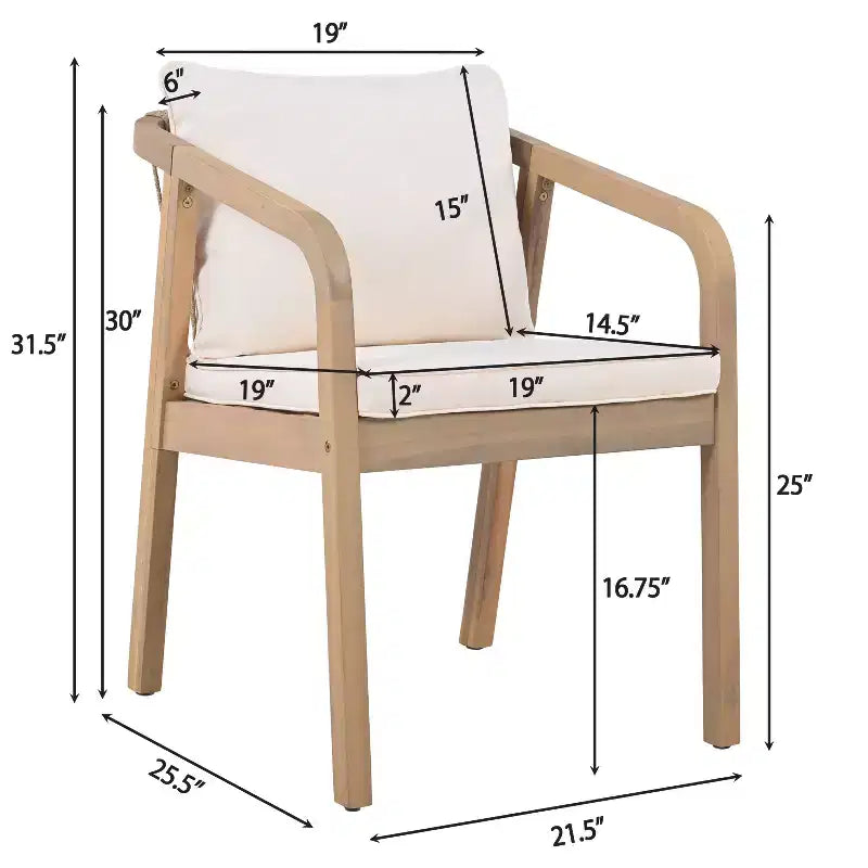 Chaise de salle à manger d'extérieur Monture Christopher Knight Home en bois d'acacia avec coussin et dossier en corde
