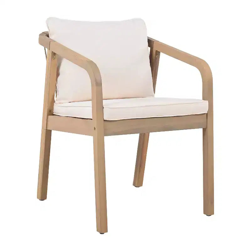 Chaise de salle à manger d'extérieur Monture Christopher Knight Home en bois d'acacia avec coussin et dossier en corde