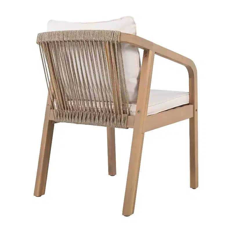 Chaise de salle à manger d'extérieur Monture Christopher Knight Home en bois d'acacia avec coussin et dossier en corde