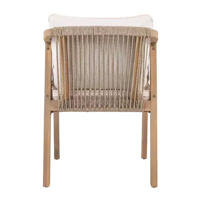 Chaise de salle à manger d'extérieur Monture Christopher Knight Home en bois d'acacia avec coussin et dossier en corde