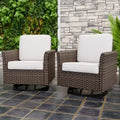 EAGLE PEAK Ocean Vista Outdoor Patio Chairs, All-weather PE Wicker 360-Degree Rocking Swivel Chairs with Cushions