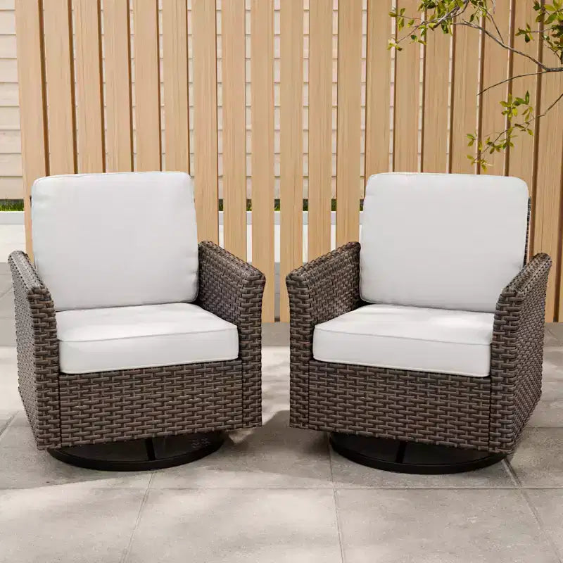 Fauteuils de jardin pivotants EAGLE PEAK Ocean Vista, en rotin synthétique résistant aux intempéries, avec coussins, rotation à 360 degrés