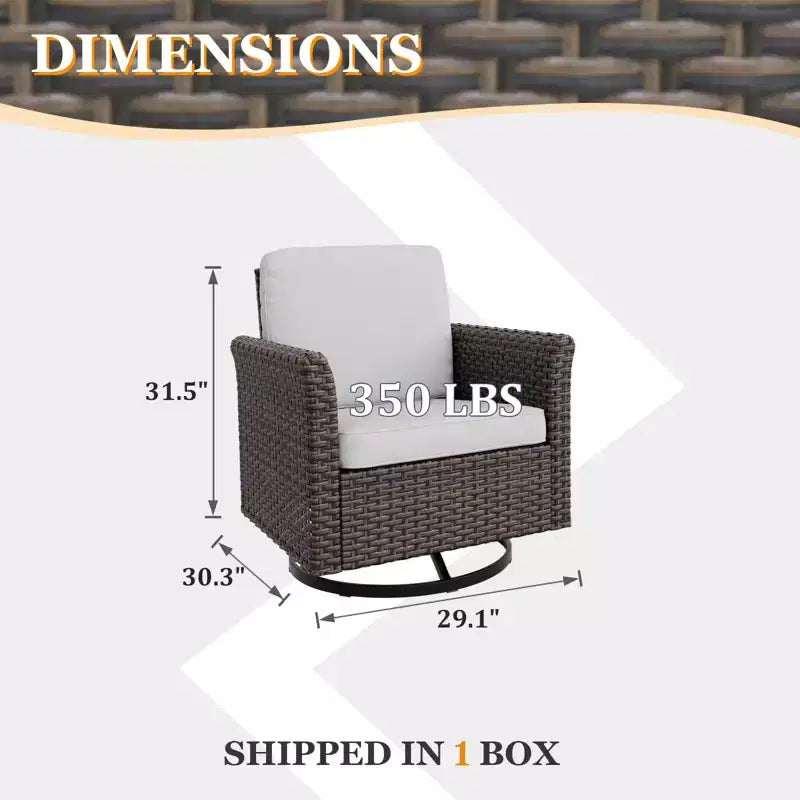 Fauteuils de jardin pivotants EAGLE PEAK Ocean Vista, en rotin synthétique résistant aux intempéries, avec coussins, rotation à 360 degrés