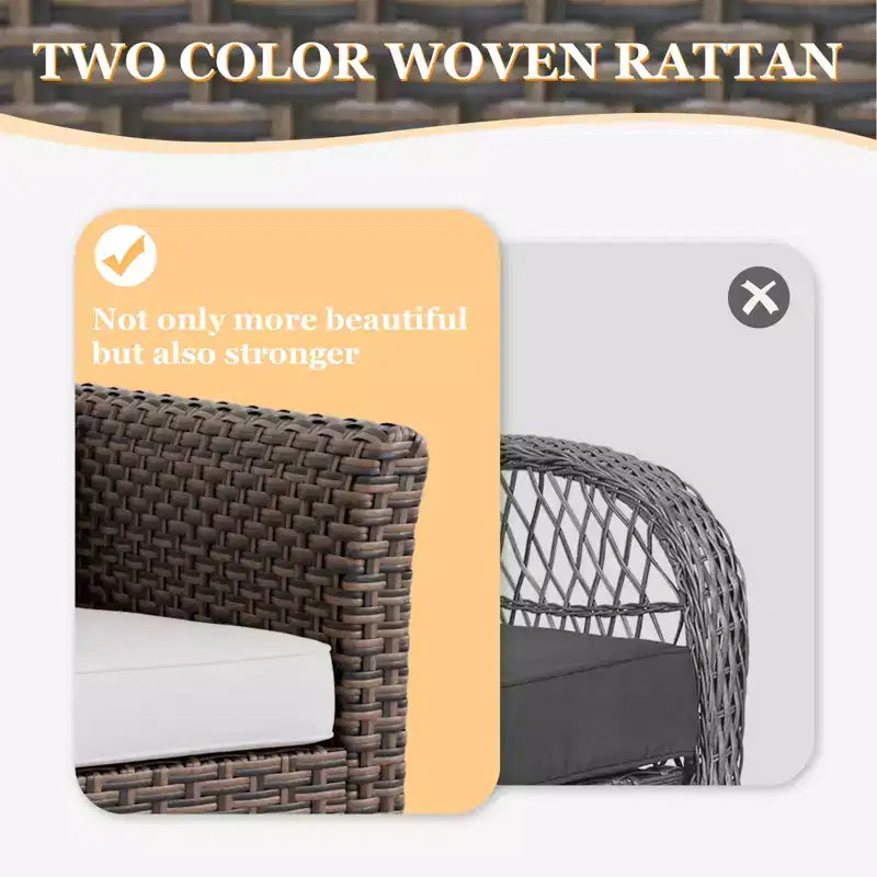Fauteuils de jardin pivotants EAGLE PEAK Ocean Vista, en rotin synthétique résistant aux intempéries, avec coussins, rotation à 360 degrés