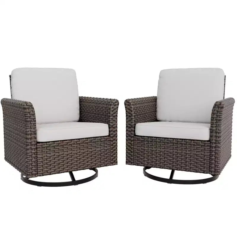 Fauteuils de jardin pivotants EAGLE PEAK Ocean Vista, en rotin synthétique résistant aux intempéries, avec coussins, rotation à 360 degrés