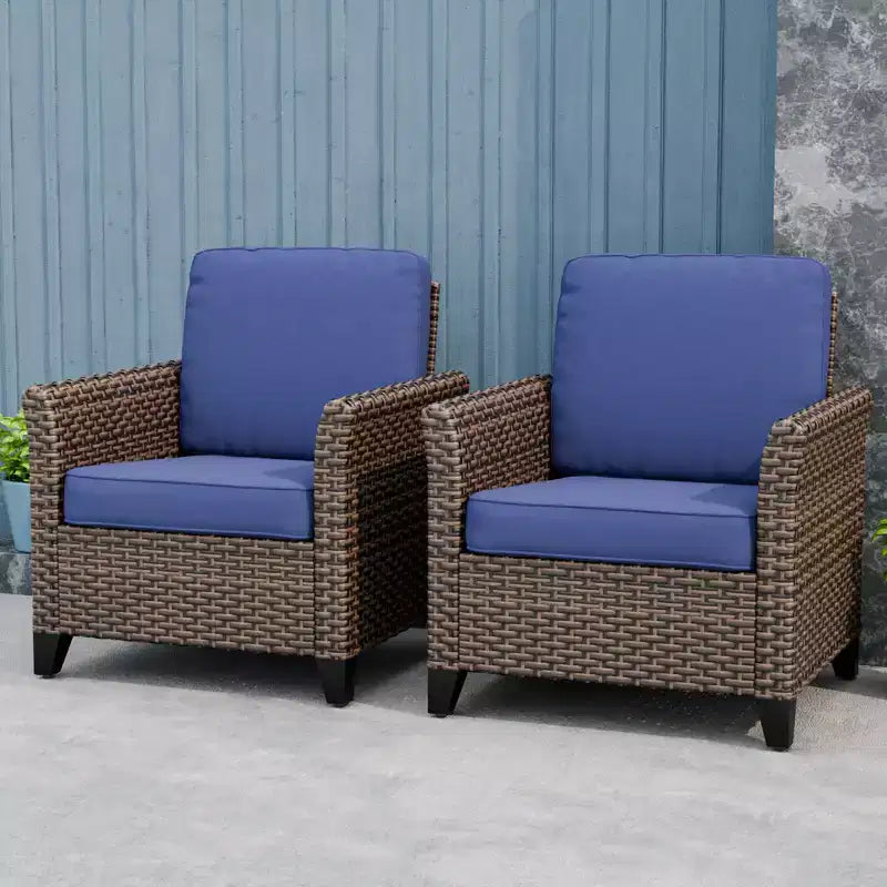 Chaises de salle à manger individuelles EAGLE PEAK Ocean Vista, 2 pièces, en osier synthétique résistant aux intempéries avec coussins