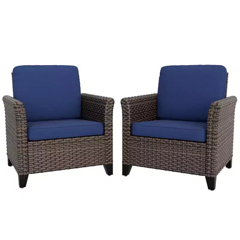 Chaises de salle à manger individuelles EAGLE PEAK Ocean Vista, 2 pièces, en osier synthétique résistant aux intempéries avec coussins