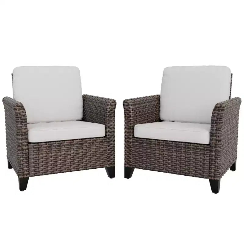 Chaises de salle à manger individuelles EAGLE PEAK Ocean Vista, 2 pièces, en osier synthétique résistant aux intempéries avec coussins