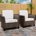 EAGLE PEAK Ocean Vista 2 Piece Outdoor Patio Chairs, Variated All-weather PE Wicker Single Dinnning Chairs with Cushions